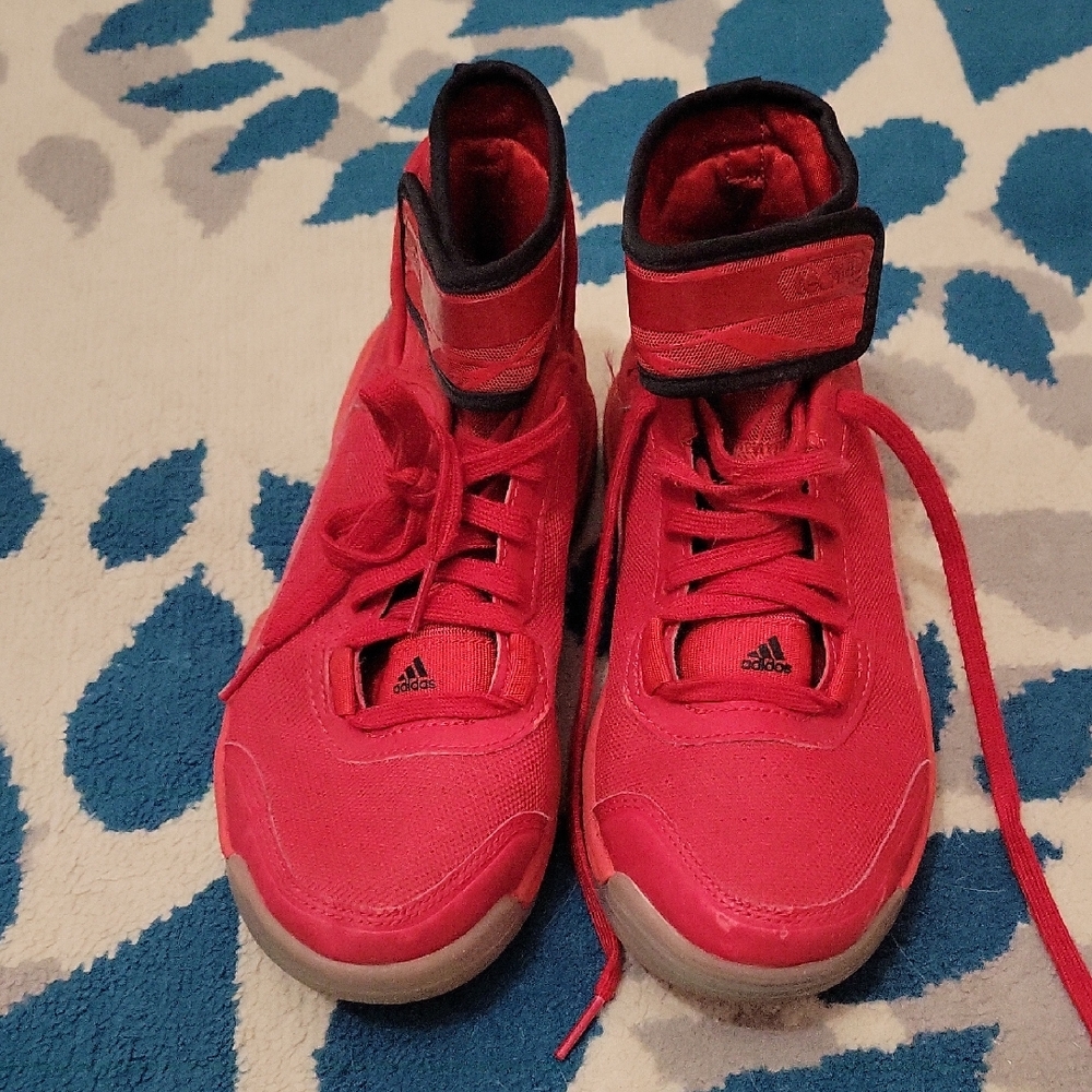 Adidas Dual Threat Youth Red High-Top Basketball Shoes